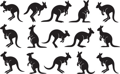 animal silhouette collection kangaroo poses vector clipart for australia wildlife graphic design minimal icon nature