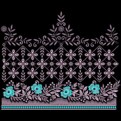 Floral embroidery border laces design for digital and textile print on fabric.