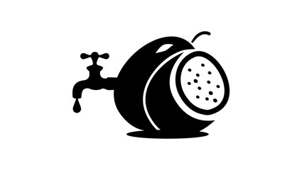 Passion Fruit juice symbol, black isolated silhouette