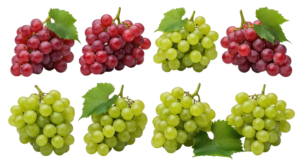 Collection of Red and Green Grapes, transparent background, cutout PNG