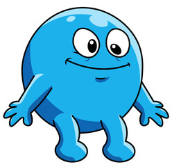 Blue Blob Cartoon Monster Character