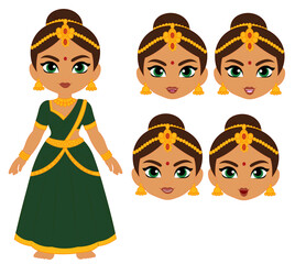 Cute Indian Woman Character Sprite Set