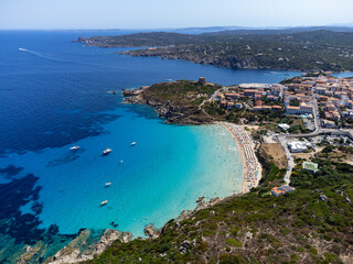 Obraz premium Aerial view of Santa Teresa di Gallura and Rena Bianca beach