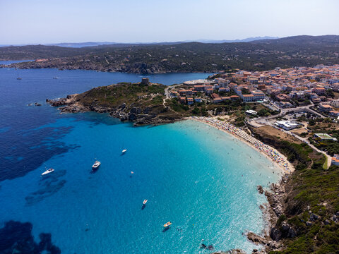 Aerial view of Santa Teresa di Gallura and Rena Bianca beach