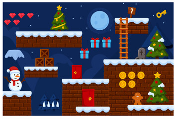 Vector Art Christmas Game Platformer Level