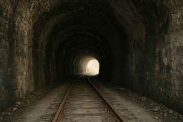 Obraz premium Mysterious dark railway tunnel.