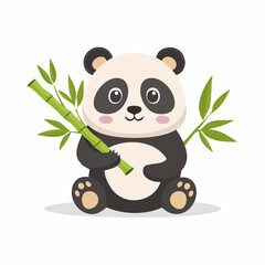 Obraz premium Lustiger Panda mit Bambus