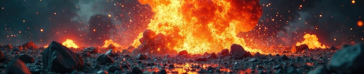 Obraz premium A chaotic scene of shattered glass and twisted metal, remnants of a powerful explosion, symbolizing the destructive force of uncontrolled power , accident, emergency