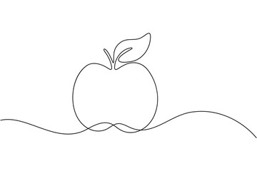 Apple fruit continuous one line drawing minimalist healthy and organic outline vector illustration