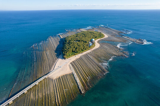 Aerial photography of Aoshima Island in Miyazaki Prefecture, Japan
