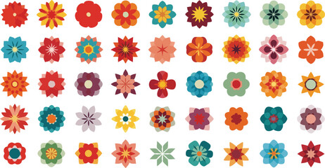 Vibrant geometric floral patterns bring modern artistic flair to any design project