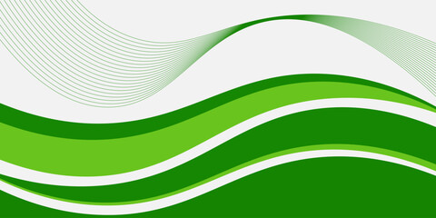 Abstract White and Green wave wide background banner