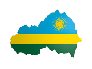 Rwanda map is isolated on transparent background with flag colors