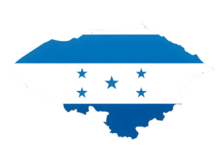 Honduras map with the national flag isolated on transparent background