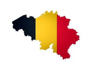 Belgium map with the national flag isolated on transparent background