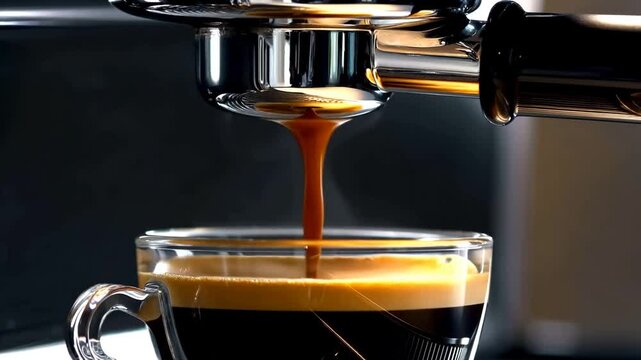 Maquina de Caf&eacute; realizando un caf&eacute; cremoso