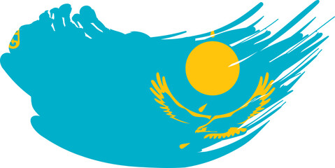 Kazakhstan Map Design with National Flag