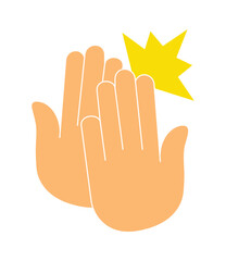 Teamwork and success celebration symbol,Two hands clapping in flat design
