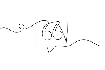 Obraz premium Quotes mark continuous one line abstract drawing isolated minimalist outline vector illustration design 
