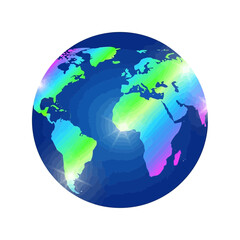 Fototapeta premium Colorful globe with continents and oceans on a white background.