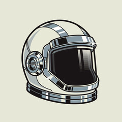 Fototapeta premium Futuristic astronaut helmet with reflective visor and metallic accents.