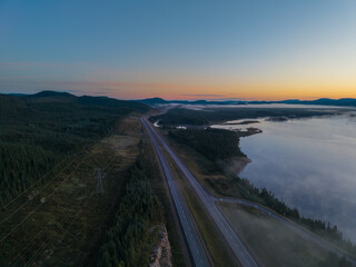 sunrise over the road