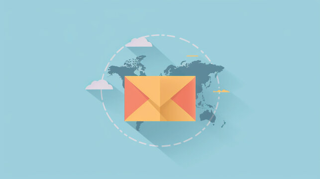 World Post Day envelope icon, flat vector, isolated on light blue background