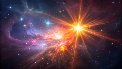 explosive radiant star emergence with vibrant light