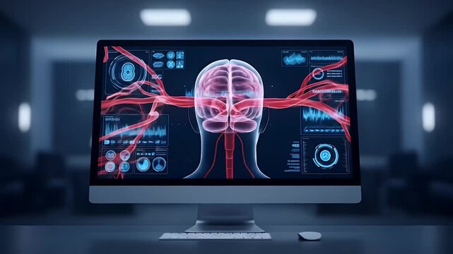 Brain Scan on Monitor Neurology, AI, and Medical Research