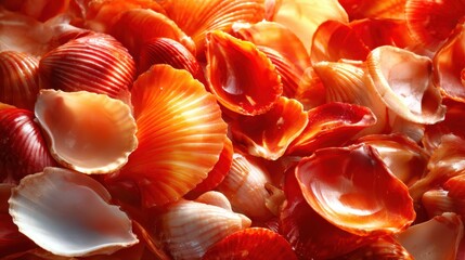 A mesmerizing array of naturally colored seashells displayed against a warm backdrop, encapsulating the essence of beach life and the beauty of oceanic treasures.