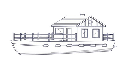 Naklejka premium Isolated Houseboat Drawing