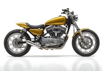 Gold motorcycle side view