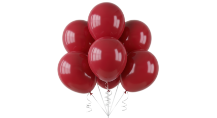 Isolated Bunch of Maroon Balloons