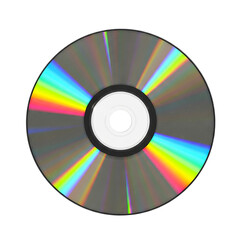Rainbow Reflections Compact Disc on Black Backdrop Digital Data Storage Optical Disc on transparent background