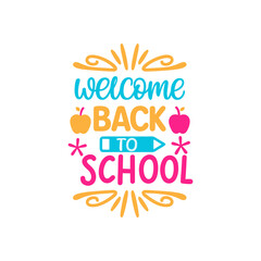 Welcome back to school text design with apples and pencil isolated on transparent background