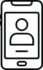A Simple Line Art Icon of a Smartphone Displaying a User Profile