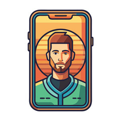 A Stylish Man's Avatar on a Smartphone Screen A Modern Profile Picture Illustration