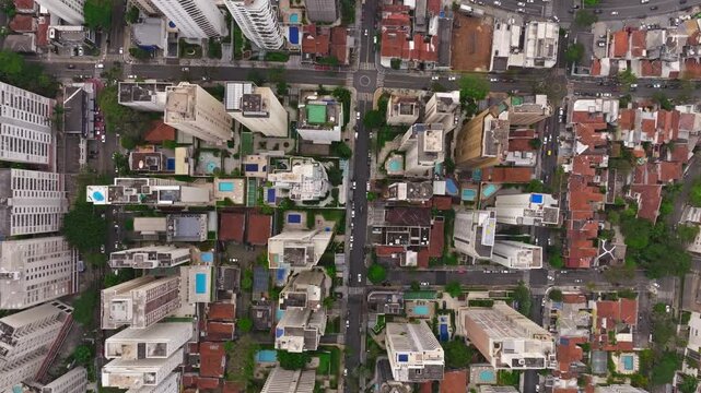Vila Mariana Top-Down Drone &ndash; High Aerial View of Streets, Pools and Trees in Sao Paulo