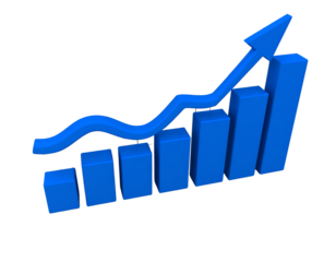 Blue curved graph with arrow transparent png file type  