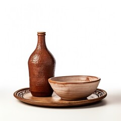 A dish pottery bottle glass.