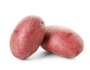 Fresh ripe red potatoes isolated on white