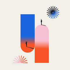 Obraz na płótnie Canvas Business inequality vector concept. Symbol of unequal opportunities, discrimination, injustice. Minimal design eps10 illustration