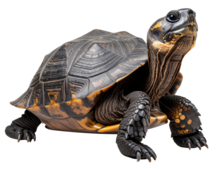  Angled 3/4 View of Yangtze Softshell Turtle, Emphasizing Shell and Head, Isolated on Transparent Background