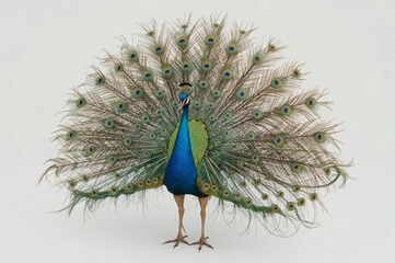 Studio Peacock Displaying Feathers