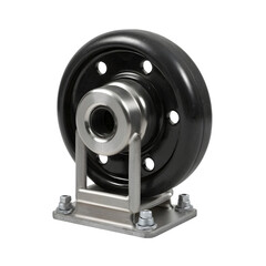 Heavy-duty rubber wheel with stainless steel mounting bracket