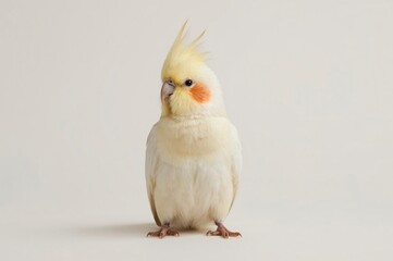Obraz premium Studio-shot, yellow cockatiel, perched, neutral background, pet