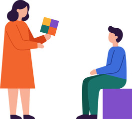 Teacher conducting a learning assessment or a test with a student