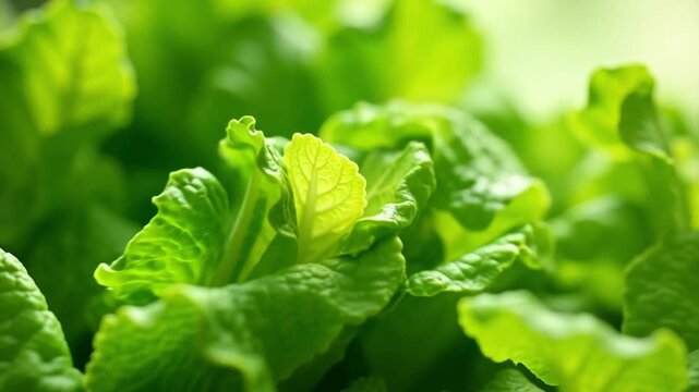 AI generative Fresh vibrant green romaine lettuce growing dynamically in organic garden closeup