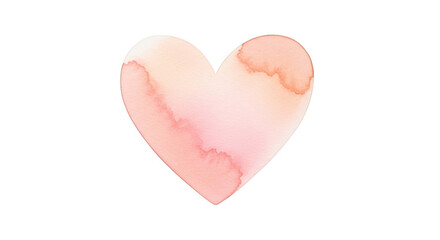 Fototapeta premium Soft peach watercolor heart isolated on transparent background