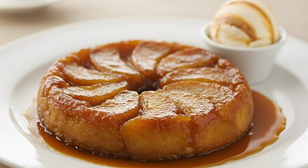 Golden Apple Tarte Tatin with Vanilla Ice Cream Dessert Plate